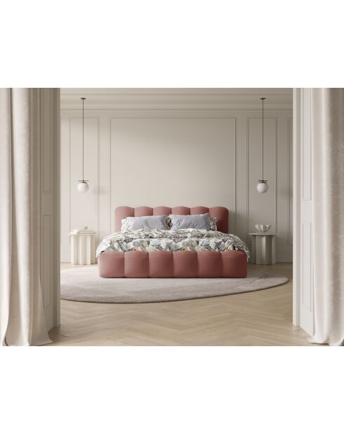 Lit coffre avec tête de lit rose foncé - 95x226x166 cm