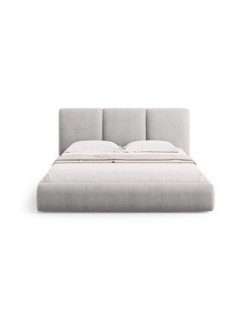 Truhenbett mit hellgrauem Kopfteil - 100x220x200 cm