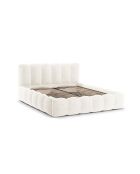 Lit coffre avec tête de lit beige clair - 95x226x166 cm