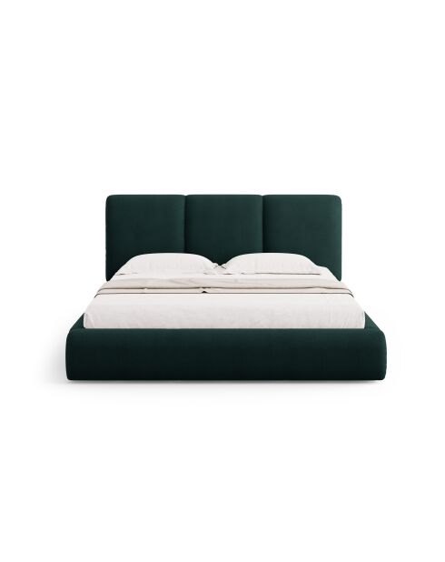 Truhenbett mit flaschengrünem Kopfteil - 100x220x200 cm