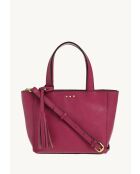 Mini-draagtas van fuchsia leer met 3 studs - 19x22x9 cm