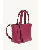 Mini-draagtas van fuchsia leer met 3 studs - 19x22x9 cm