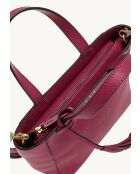 Mini-draagtas van fuchsia leer met 3 studs - 19x22x9 cm