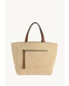 Parisien leren draagtas medium suède multi cognac - 28x31x14 cm