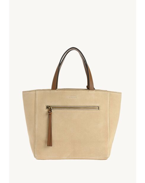 Parisien leren draagtas medium suède multi cognac - 28x31x14 cm