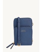 Pochette telephone en cuir Jill bleu jean - 17x11x4cm