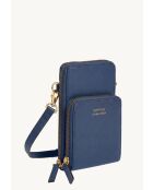 Pochette telephone en cuir Jill bleu jean - 17x11x4cm