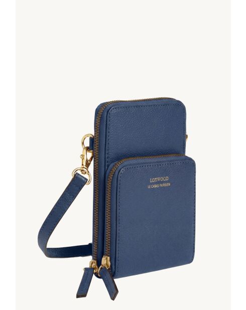 Pochette telephone en cuir Jill bleu jean - 17x11x4cm