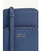 Pochette telephone en cuir Jill bleu jean - 17x11x4cm