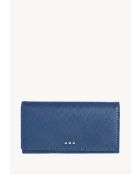 Brieftasche aus Leder mit Überschlag in Jeansblau, 11 x 19 x 4 cm