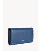 Brieftasche aus Leder mit Überschlag in Jeansblau, 11 x 19 x 4 cm