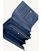 Brieftasche aus Leder mit Überschlag in Jeansblau, 11 x 19 x 4 cm