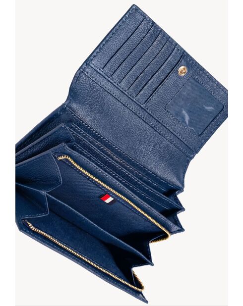 Brieftasche aus Leder mit Überschlag in Jeansblau, 11 x 19 x 4 cm