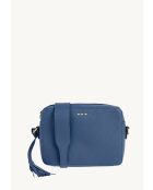 Kameratasche aus blauem Jeansleder mit 3 Nieten - 15x21x6 cm