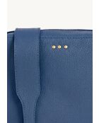 Kameratasche aus blauem Jeansleder mit 3 Nieten - 15x21x6 cm