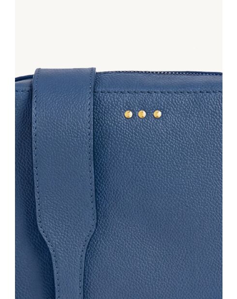 Kameratasche aus blauem Jeansleder mit 3 Nieten - 15x21x6 cm