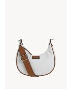 Borsa a tracolla Albane in nylon ecru - 15,5x25,5x8,5 cm