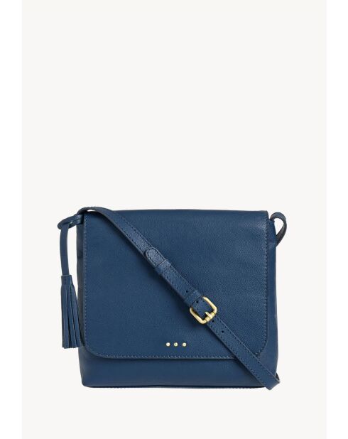 Anouk Ledertasche mit 3 blauen Jeansnieten - 24x27x5 cm