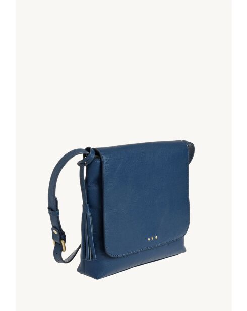 Anouk Ledertasche mit 3 blauen Jeansnieten - 24x27x5 cm