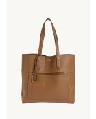 Cabas en cuir Charlie brandy - 33x35x10 cm