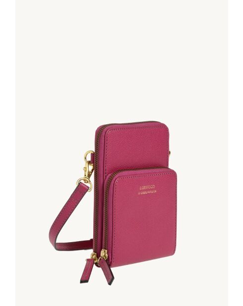 Pochette telephone en cuir Jill fuchsia - 17x11x4cm
