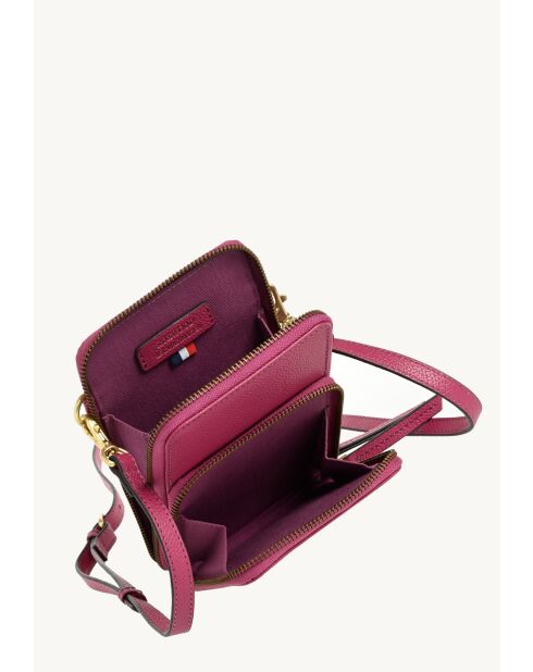Pochette telephone en cuir Jill fuchsia - 17x11x4cm