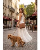 Sac en cuir Anouk 3 clous brandy - 24x27x5 cm