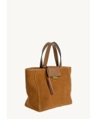Parisien middelgrote suède leren draagtas cognac - 28x31x14 cm