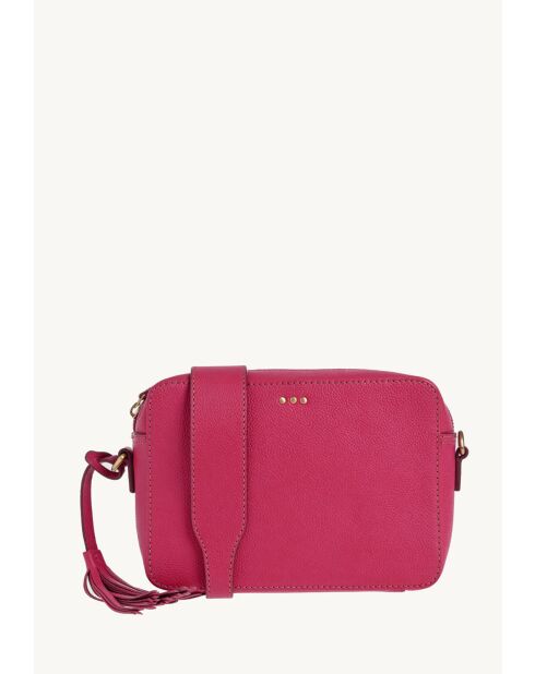 Sac Camera en cuir 3 clous fushia - 15x21x6 cm