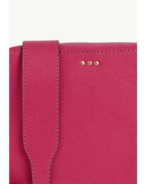 Sac Camera en cuir 3 clous fushia - 15x21x6 cm