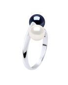 ICONIC zilveren ring naturel wit/zwart Tahiti