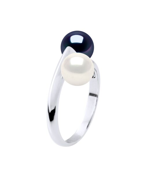 ICONIC zilveren ring naturel wit/zwart Tahiti