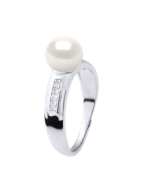 SUNNY PEARLS natuurlijke witzilveren ring