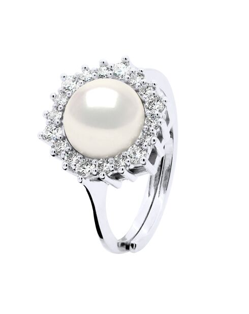 SUNNY PEARLS natuurlijke witzilveren ring