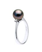 Tahiti/witte zwarte sieraden witgouden ring