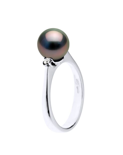 Tahiti/witte zwarte sieraden witgouden ring