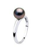 Tahiti/witte zwarte sieraden witgouden ring