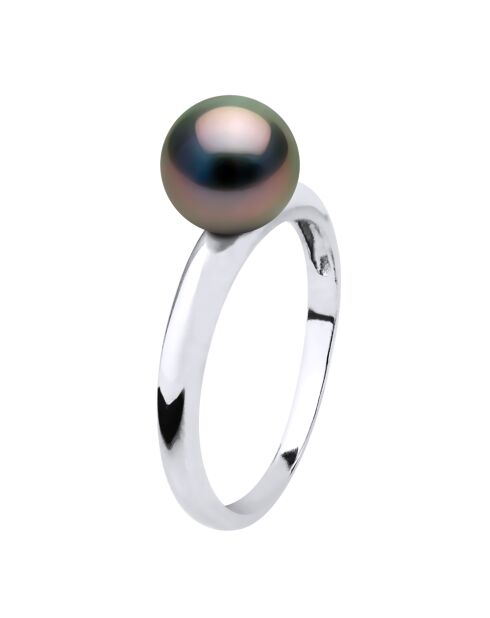 Tahiti/witte zwarte sieraden witgouden ring