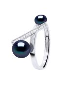 ICONICO anello in argento nero Tahiti