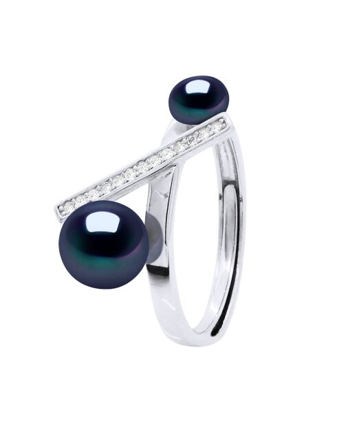 ICONICO anello in argento nero Tahiti