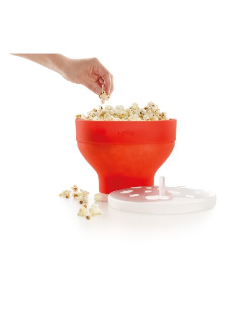 Macchina per popcorn per microonde con 4 ciotole rosse - 22,7x22,7x15,3 cm