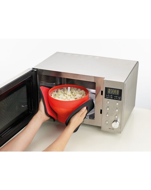 Macchina per popcorn per microonde con 4 ciotole rosse - 22,7x22,7x15,3 cm
