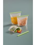 Set mit 3 grünen Silikon-Aufbewahrungsbeuteln