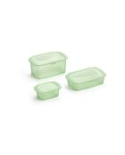 Set mit 3 grünen wiederverwendbaren Silikonboxen