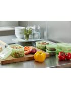 Set mit 3 grünen wiederverwendbaren Silikonboxen