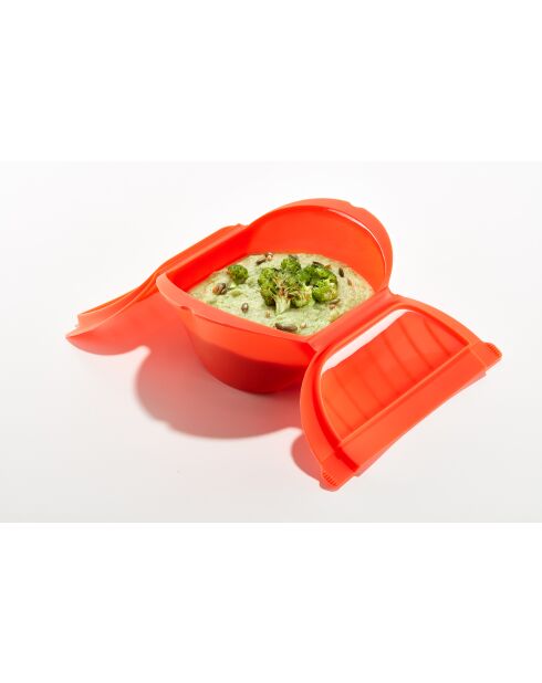 Maxi Mikrowellendampfgarer für 3 bis 4 Personen rot - 18,5x26x11,5 cm