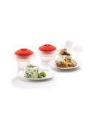 Set mit 2 roten Ovo-Eierkochern für die Mikrowelle