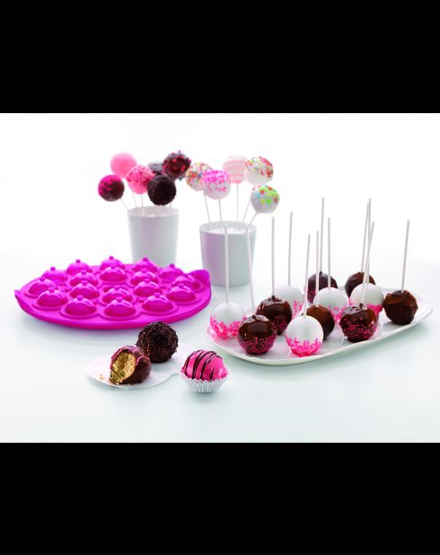 Stampo per cake pops in silicone rosa - 25x25x4,3 cm
