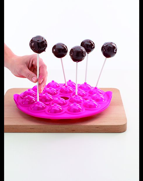Stampo per cake pops in silicone rosa - 25x25x4,3 cm