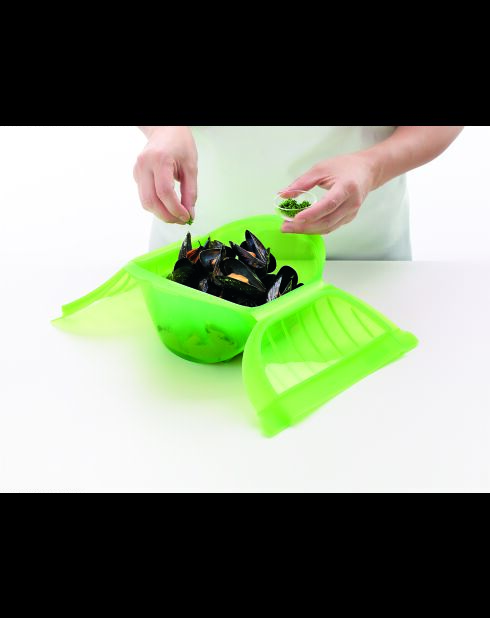 Maxi Mikrowellendampfgarer für 1 bis 2 Personen grün - 21,2 x 15,5 x 8,5 cm